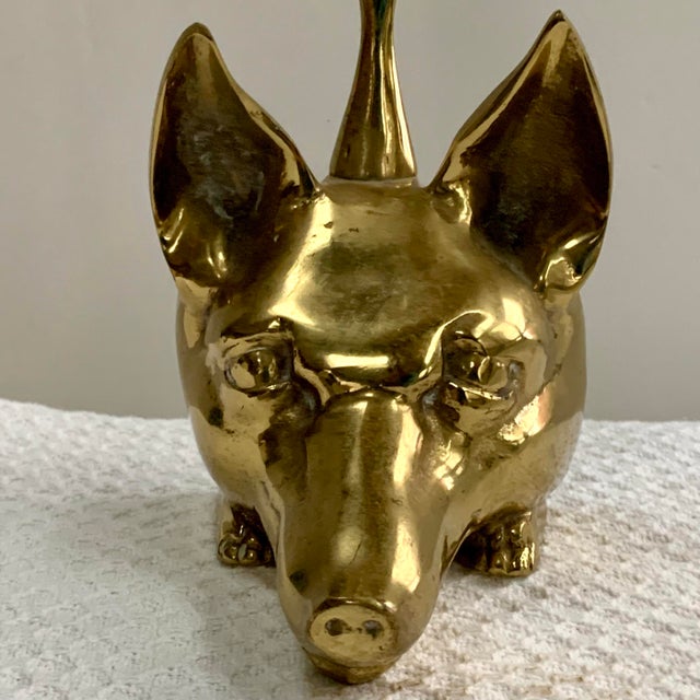 Virginia Metalcrafters Virginia Metalcrafters Brass Fox & Whip Door Stop For Sale - Image 4 of 10