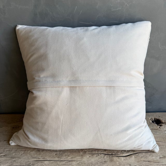 White Vintage Turkish Hemp Rug Pillow 23" X 23" With Down Insert For Sale - Image 8 of 8