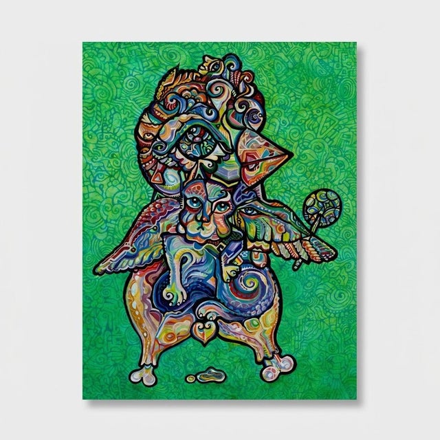 This is a one-of-a-kind original cubist painting by San Diego artist, Alexander Arshansky. Its dimensions are 18" x 14" x...