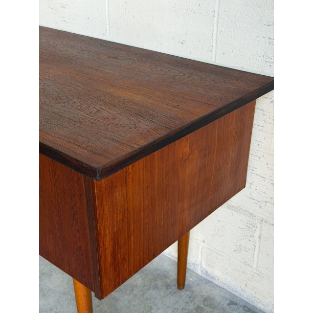 Teak Writing Executive Desk Denmark Mid-Century Modern 1960s For Sale - Image 9 of 10