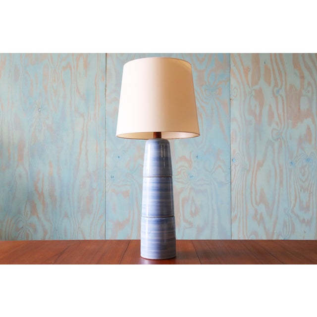 Mid-Century Modern 1960s Gordon and Jane Martz M55 Lamp for Marshall Studios Tall Baby Blue Gloss Tootsie Roll For Sale - Image 3 of 11