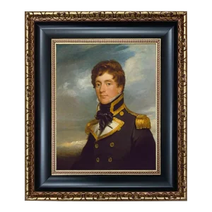 "English Naval Officer" Contemporary Reproduction Portrait Print on Canvas, Framed