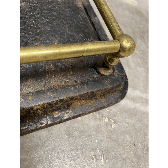 Metal Antique Federal Style Brass 6 Piece Set Fireplace Andiron & Tools For Sale - Image 7 of 7