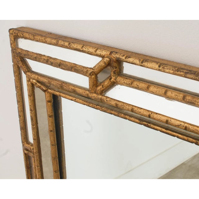 Labarge Labarge Hollywood Regency Giltwood Faux Bamboo Cushion Mirror For Sale - Image 4 of 12