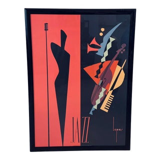 1990 Graphique De France Charles Lepas Jazz Poster, Framed For Sale