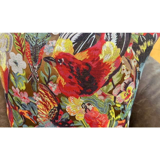 Woven Tropical Bird Cushion Cover For Sale - Image 13 of 14