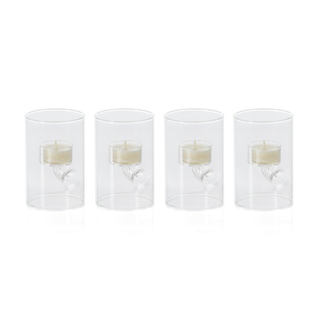 Transparent Kelly 4-Piece Set Glass Tealight Holder/Hurricane, S For Sale - Image 8 of 8