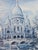 Atmospheric blue monochrome view of Sacré-Cœur in Montmartre, Paris, attributed to French artist Jean-Pierre Brunet and...