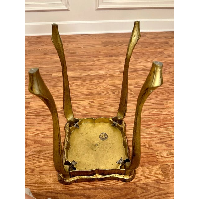 Baroque Italian Florentine Gold Gilt and Cream Square Side Accent Table For Sale - Image 11 of 12