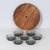 Vintage Teak Lazy Susan with Glass Bowls, 1960s, Set of 8 For Sale - Image 6 of 7