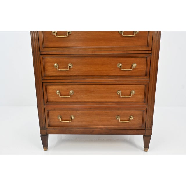 Kindel Furniture Neoclassical Louis XVI Style Cherry 7-Drawer Highboy Dresser For Sale - Image 9 of 16