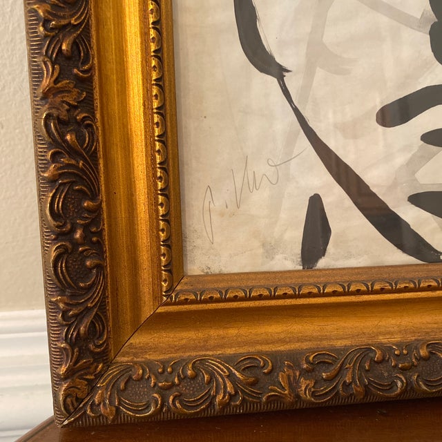 Abstract 1970s Peter Keil Original Black & White Abstract Portrait Painting, Framed For Sale - Image 3 of 11