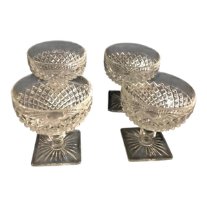 1930s Crystal, Miss America Cut Champagne Glasses Set of 4