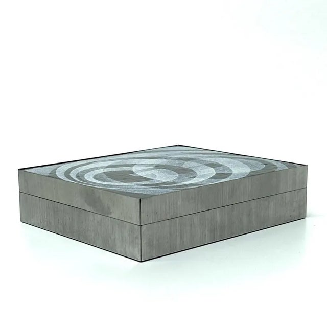 Mid-Century Modern Grey Baked Enamel Trinket or Jewelry Box For Sale In Miami - Image 6 of 8