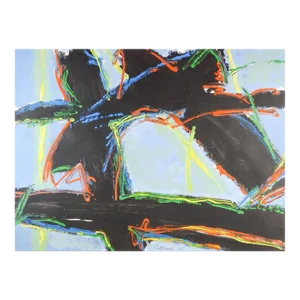 Bold Abstract Expressionist Jerry Adams Painting on Paper