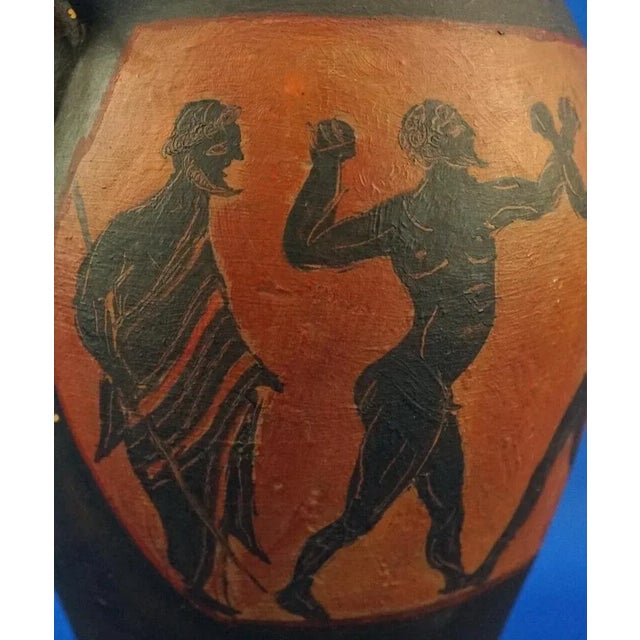 Large Greco-Roman Style Hand-Decorated Ceramic Terracotta 2-Handled Amphora Vase, 1975 For Sale - Image 16 of 18