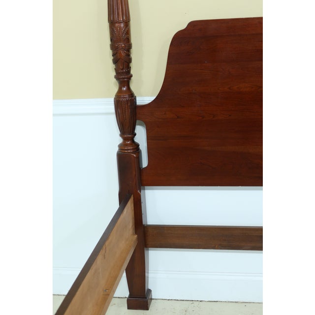 Kincaid Cherry Queen Size Rice Carved Poster Bed Chairish