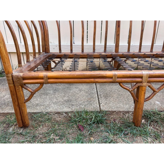 Ficks Reed 1960s Vintage Bamboo Sofa and Loveseat Frames With Cushions For Sale - Image 4 of 11