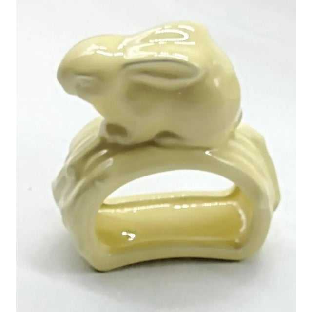 Figurative 1990s Williams-Sonoma Pastel Earthenware Bunny Napkin Rings - Set of 4 For Sale - Image 3 of 5