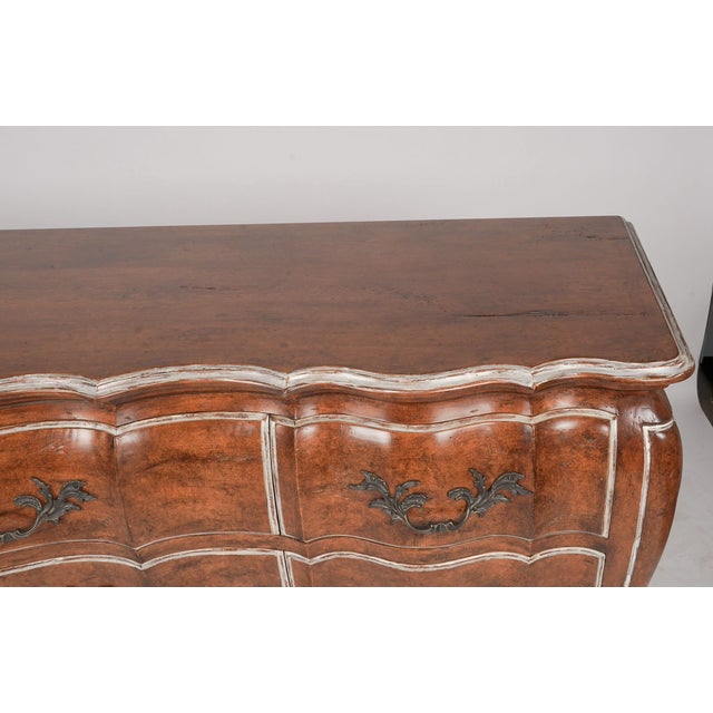 Late 20th Century Judson Rothschild Style “Anastasia Collection” Italian Rococo Louis XV Bombe Walnut Triple Dresser Credenza For Sale In Los Angeles - Image 6 of 9