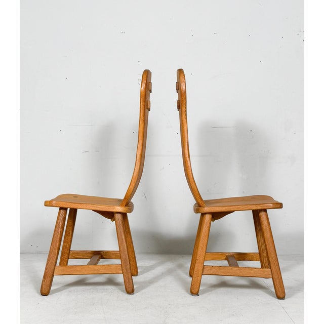 Vintage Brutalist Chairs in Oak from De Puydt, 1970s, Set of 6 For Sale - Image 4 of 16