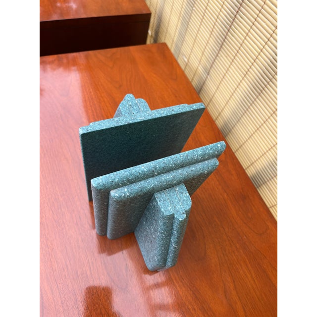 Plastic Vintage Faux Granite Stone Postmodern Handcrafted Bookends. Circa 1980s For Sale - Image 7 of 14