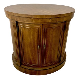 Vintage MCM Drexel Francesca Oval Drum Storage Table Cabinet Mid Century Excellent Condition. For Sale