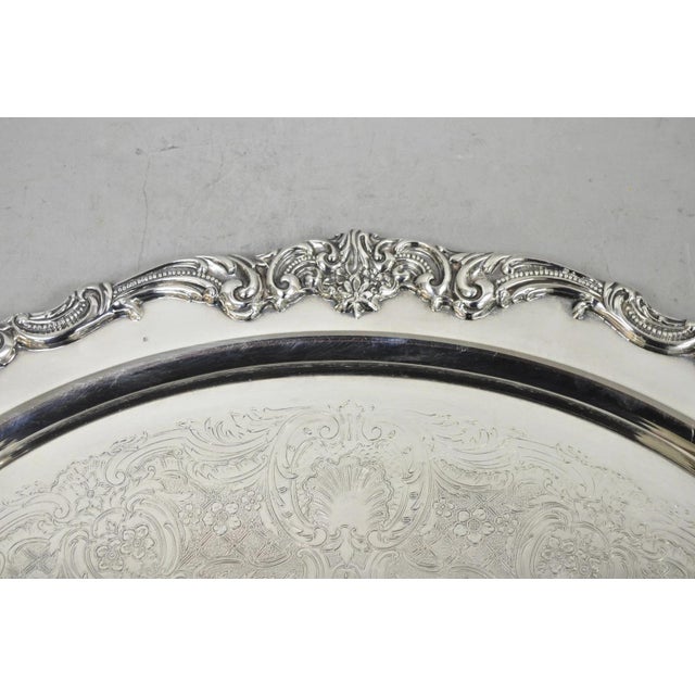 Vintage Silver Plated Scalloped Oval "Stag/Deer" Meat Serving Platter Tray For Sale - Image 4 of 14