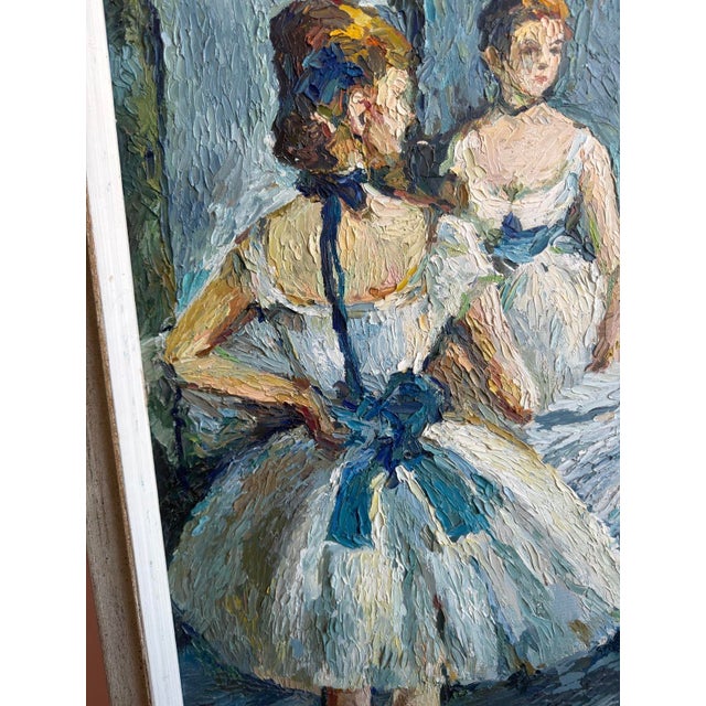 Impressionist American School Mid-Century Ballet Class Oil on Canvas by Reimi For Sale - Image 3 of 10