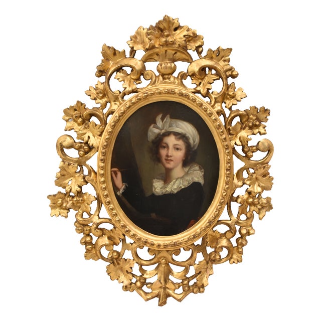 Oval Portrait of Young Woman, Oil on Cardboard, 1878, Framed For Sale