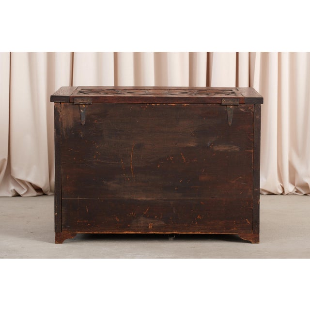 Jacobean Vintage Jacobean Style Carved Oak Chest For Sale - Image 3 of 16