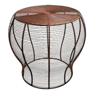 Vintage Outdoor/Indoor Industrial Farmhouse Wire Side Table For Sale