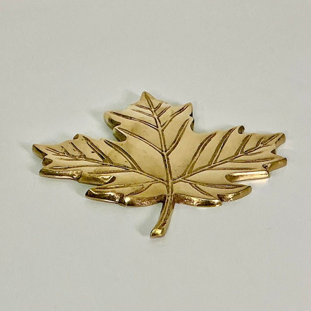 Mid-Century Boho Chic Hollywood Regency Brass Maple Leaf Sculptural Wall Object. For Sale - Image 4 of 8
