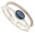 14k Gold Modern Blue Sapphire & Diamond Beaded Double Band Ring Size 6.5 For Sale