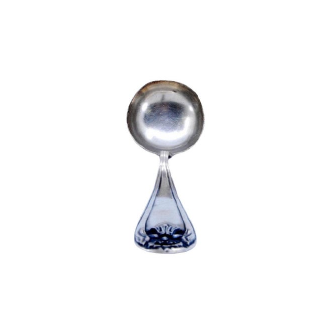 Silver Soup Ladle with Raised Handle Strip and Monogram Card For Sale - Image 10 of 10