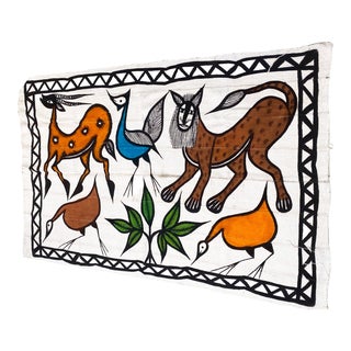 Vintage Korhogo by the Senufo People Mud Cloth Cote d'Ivoire 40" by 60" For Sale