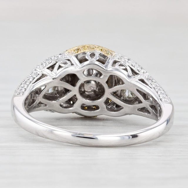 1.87ctw White Yellow Diamond Halo Engagement Ring 18k White Gold Size 8 Gia For Sale In Greensboro - Image 6 of 8