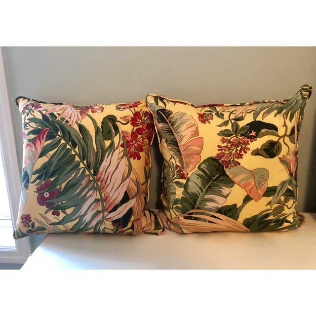 Yellow Tropical Print Glazed Cotton Pillows A Pair Chairish