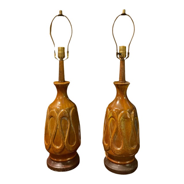 Pair of Mid Century Lamps For Sale