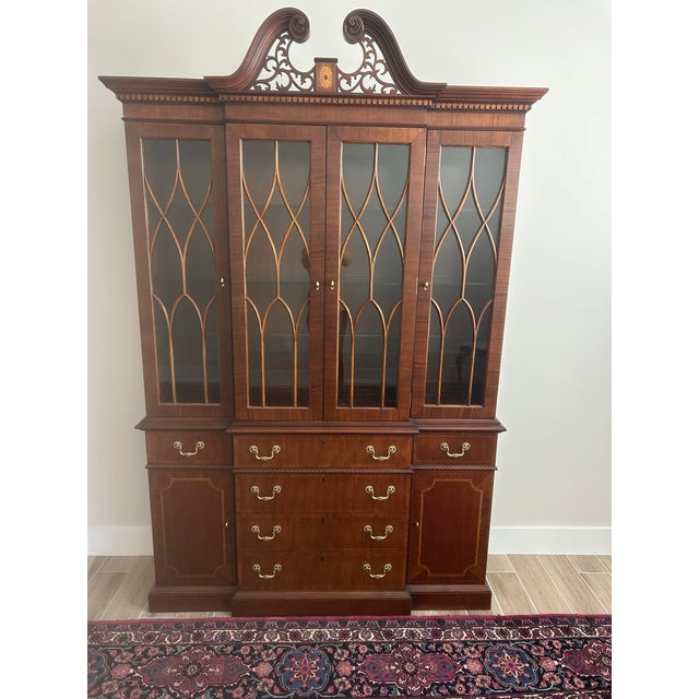 1990s Councill Furniture Mahogany Breakfront For Sale - Image 10 of 12