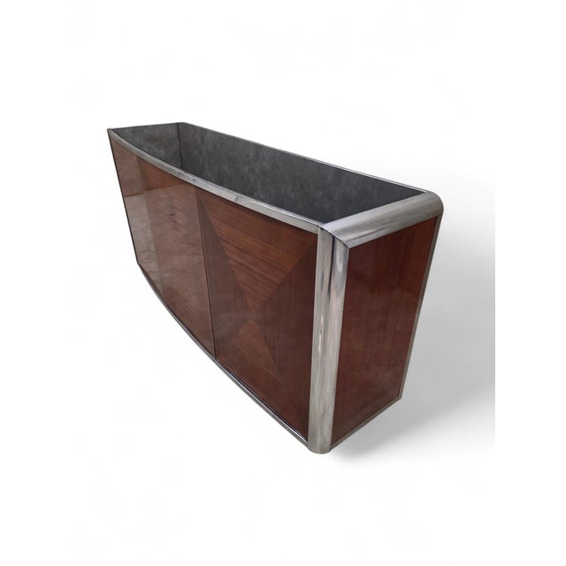 Late 20th Century Italian Postmodern Credenza With Book-Matched Wood Doors For Sale - Image 9 of 10