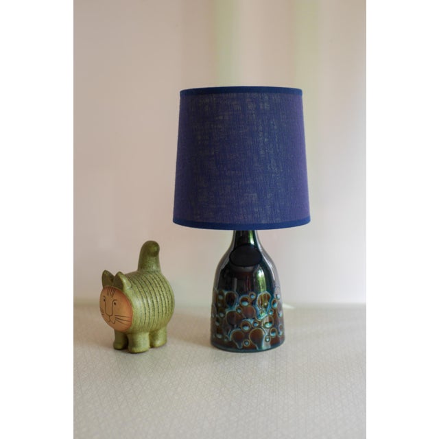 Mid-Century Modern Pottery Table Lamp with Candy Glazing from Söholm, Denmark., 1960s For Sale - Image 4 of 11