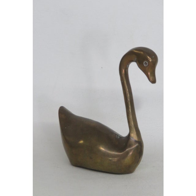 Solid Brass Swan Figurine Mid Century Modern Style Small Decorative Bird 5093b For Sale - Image 4 of 11