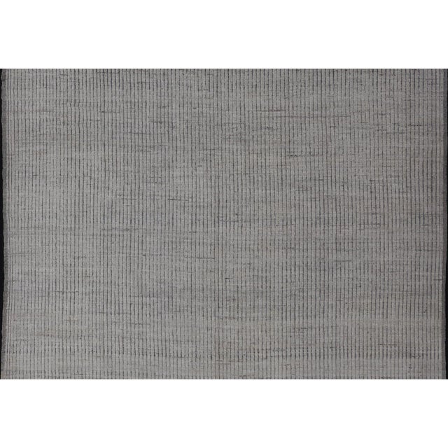 Modern Hand-Knotted Rug With All-Over Geometric High-Low Design in Neutral Tones 9'2 X 11'9 For Sale - Image 4 of 12