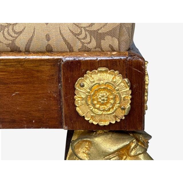French Empire Revival, Bronze, Mahogany, Fabric, Footstool, France, 19th C. For Sale - Image 12 of 14