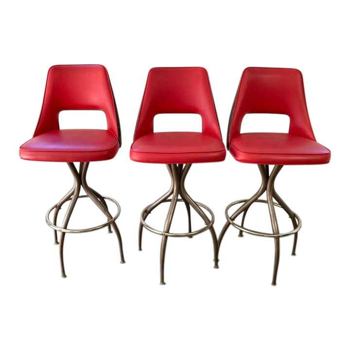 Vintage Mid Century Bar Stools Set of 3 Chairish