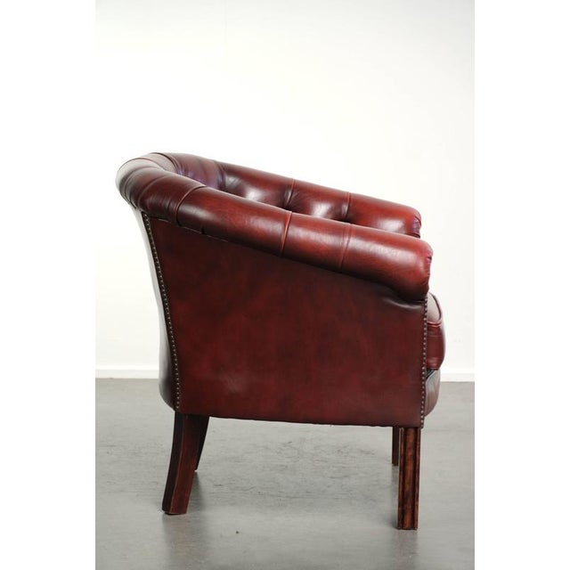 Chesterfield Cowhide Club Armchair in Red For Sale - Image 3 of 14