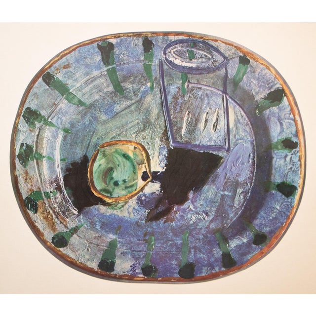 A stunning vintage period print of Pablo Picasso's ceramic Platter "Still Life". Comes from an art folio published by...