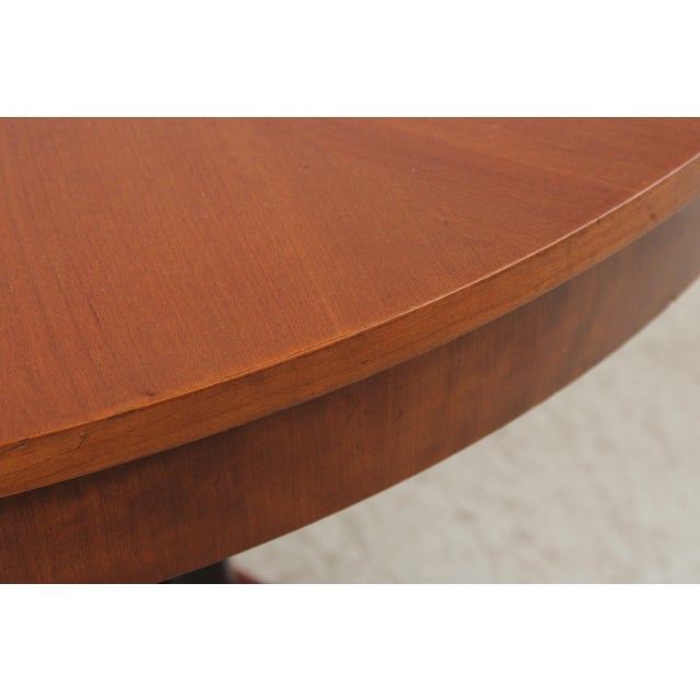 Brown Ethan Allen Round Cherry Neoclassical Dining Room Table For Sale - Image 8 of 17