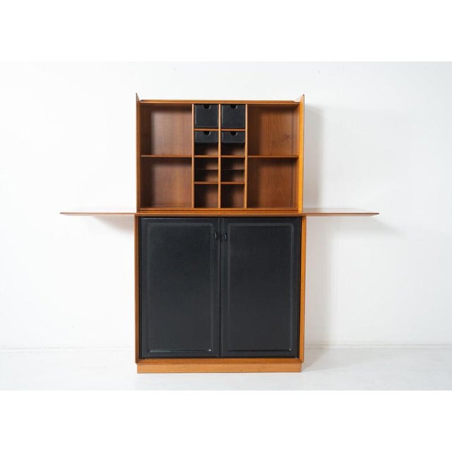 Mid-Century Modern Cabinet in Wood and Leather, Italy, 1970s For Sale - Image 13 of 14